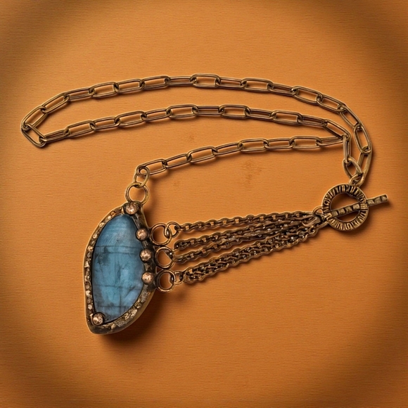 🆕️ Mystical Labradorite Pendant Necklace | 24" Handcrafted Copper Boho Chic 🌌✨ - Picture 6 of 11